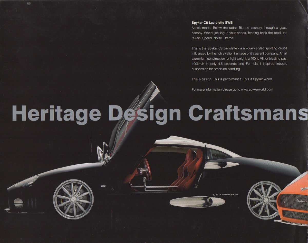 Spyker C8 Laviolette and Spyder Brochure