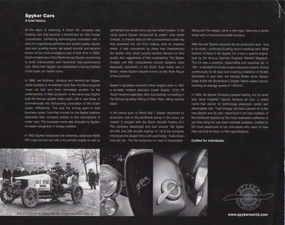 Spyker C8 Laviolette and Spyder Brochure