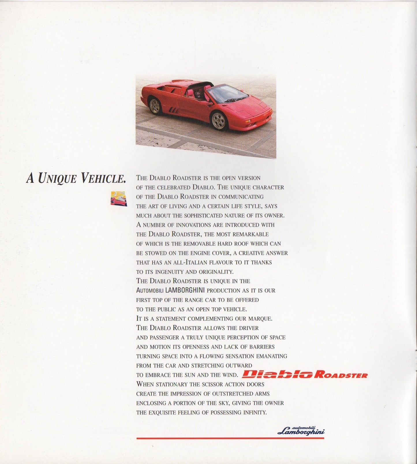 Lamborghini Diablo Roadster Brochure