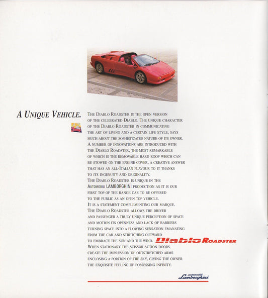 Lamborghini Diablo Roadster Brochure