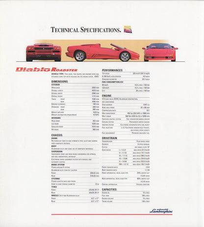 Lamborghini Diablo Roadster Brochure