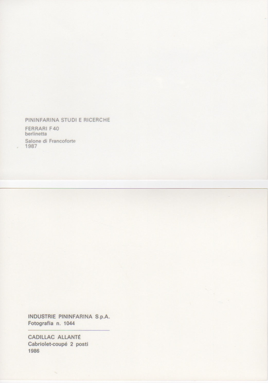 Pininfarina Press Kit 1988 Geneva - Cadilac Allante - F40