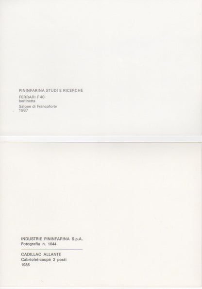 Pininfarina Press Kit 1988 Geneva - Cadilac Allante - F40