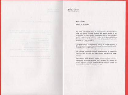 Pininfarina Press Kit 1988 Geneva - Cadilac Allante - F40