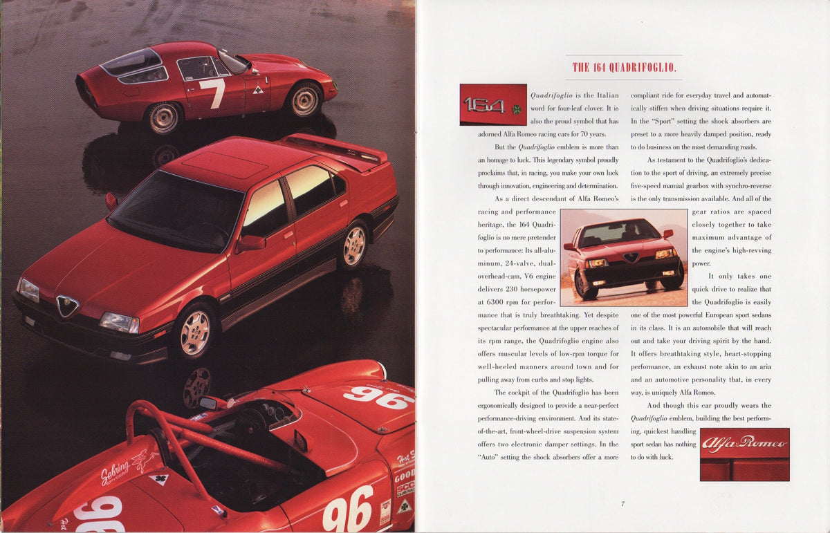 Alfa Romeo 164 LS & Quadrifoglio Brochure 1994