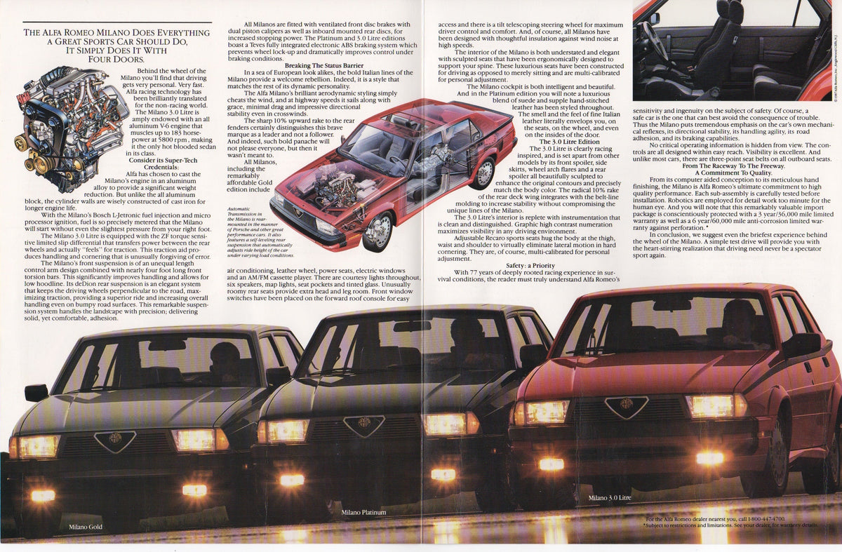 Alfa Romeo Milano Brochure 1987
