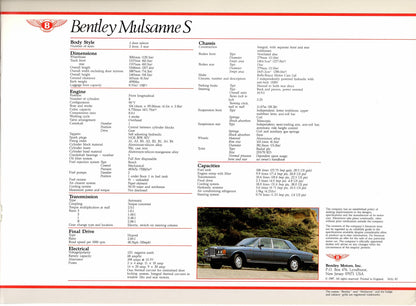 Bentley Mulsanne S Brochure MAL82)