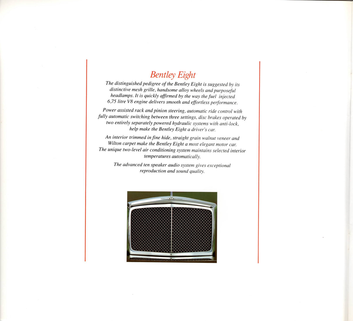 Bentley Eight, Turbo R, Mulsanne S, Continental Deluxe - Brochure