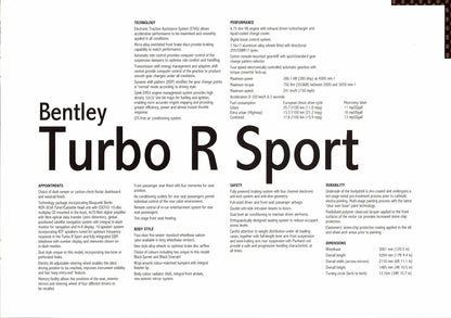 Bentley Turbo R Sport Brochure