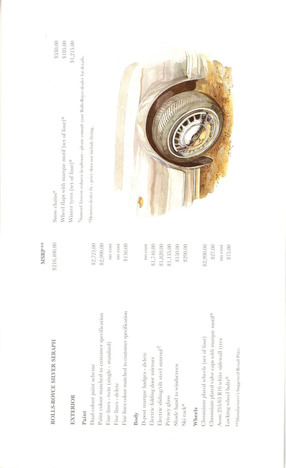 Rolls-Royce Silver Seraph Commissioning Guide Brochure