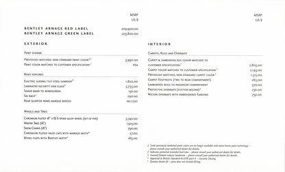 Bentley Arnage Commissioning Guide Brochure