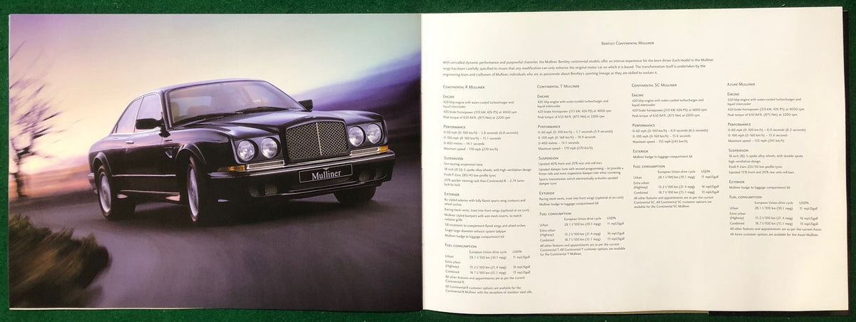 Bentley Continental R, Continental T, Continental SC, Azure - Deluxe Brochure