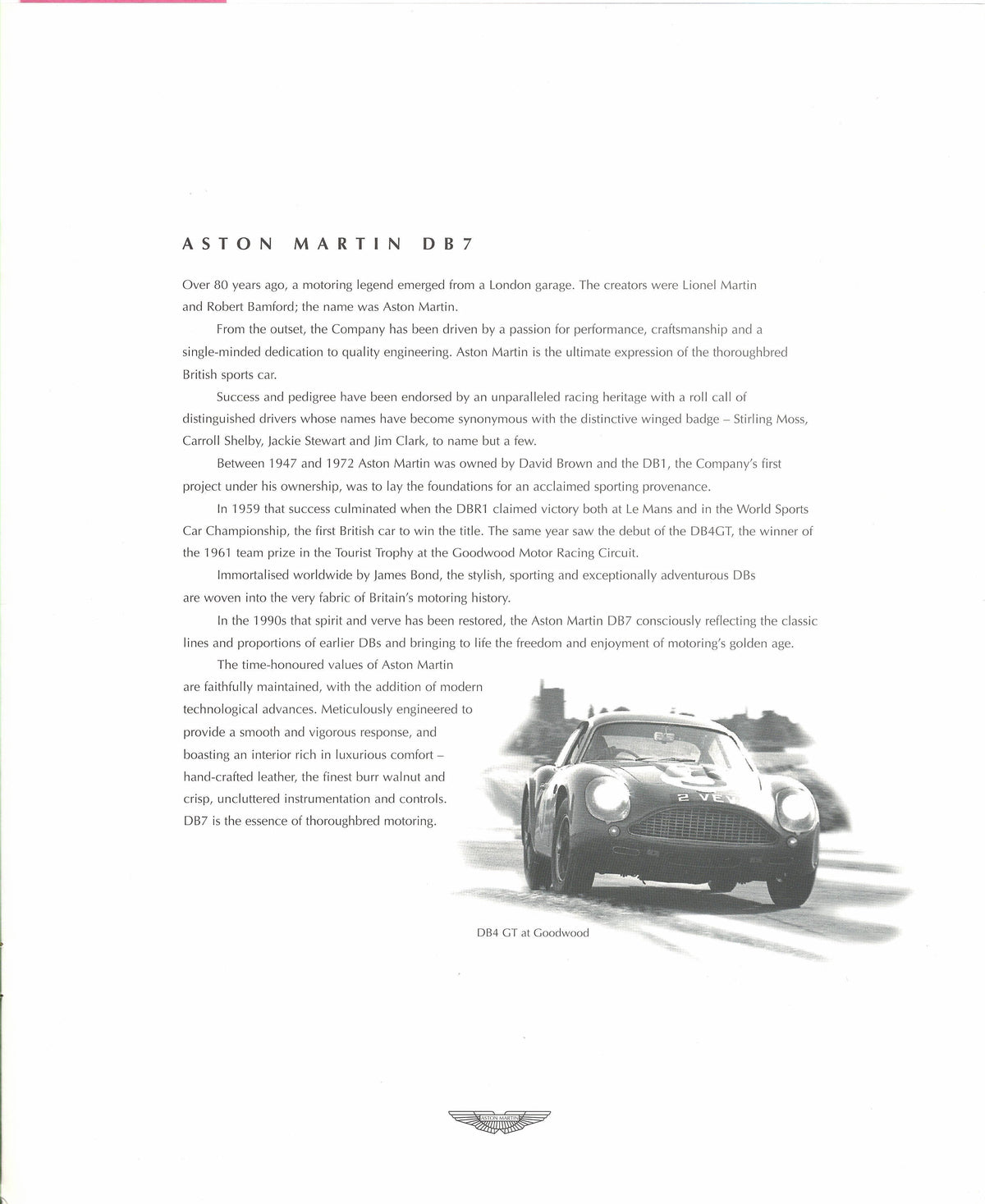 Aston Martin DB7 Brochure