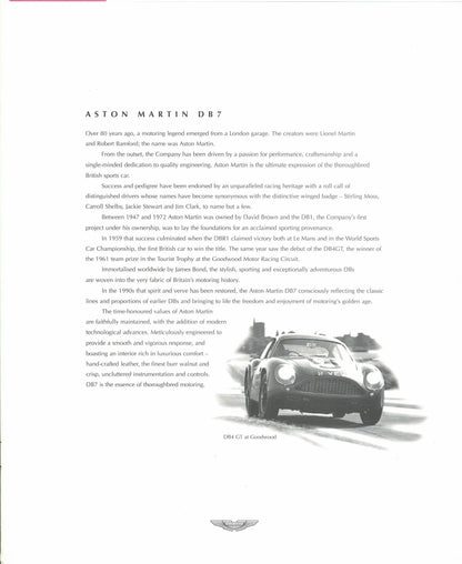 Aston Martin DB7 Brochure