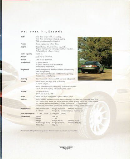 Aston Martin DB7 Brochure