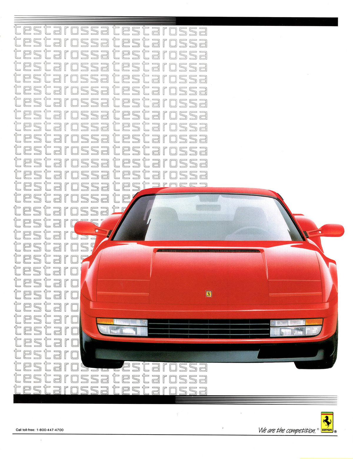 Ferrari Testarossa Specifications Brochure - North America 1/89