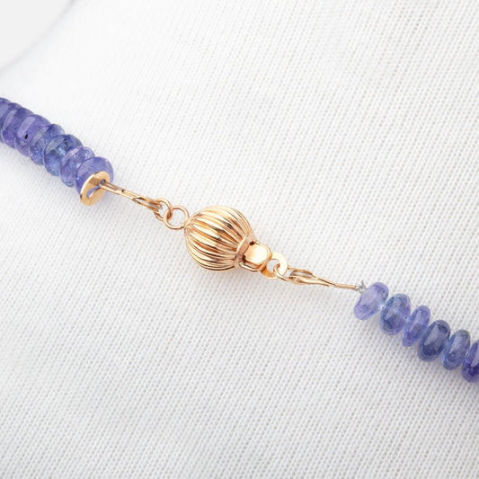 Tanzanite Plain Rondelle Necklace with a 14kt Gold Clasp AAA