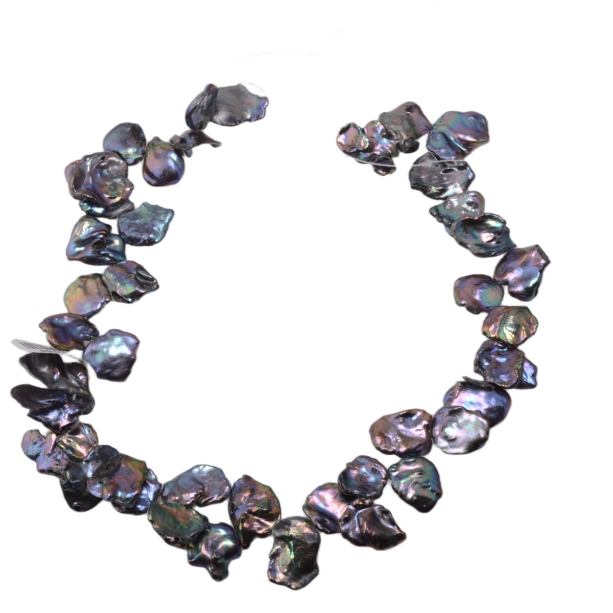 Baroque Iridescent Black Freshwater Pearl Strand 15in