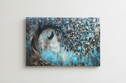 Whispers in Blue – Contemporary Tree Canvas Wall Art