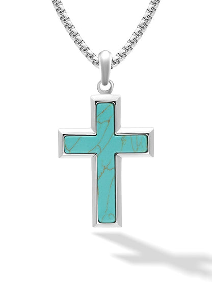 Turquoise Cross Pendant Necklace