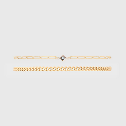 birthstone + gabi curb bracelet stack