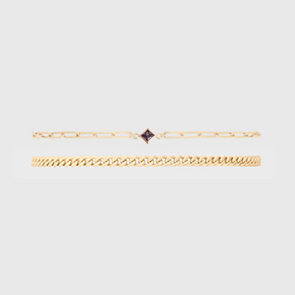 birthstone + gabi curb bracelet stack