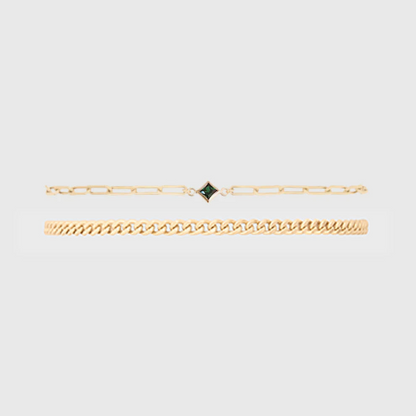 birthstone + gabi curb bracelet stack