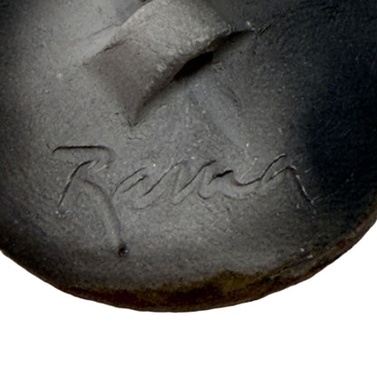 Vintage Raku Ceramic Button 35mm Tree of Life Handmade USA Signed Art Button