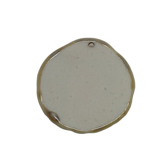 Ceramic Turtle Carving Pendant: Earth Tone Glazed Porcelain Focal Charm - 38mm