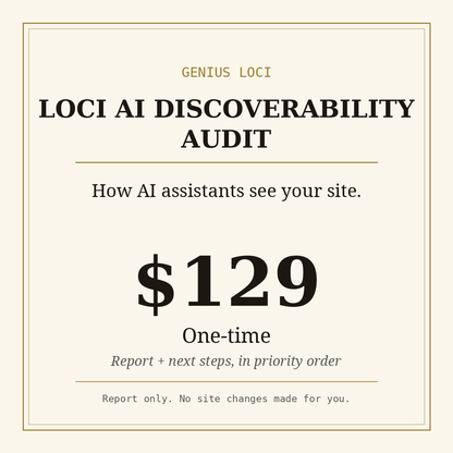 Loci AI Discoverability Audit - how AI assistants see your site, $129 one-time