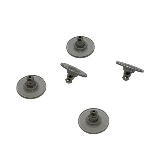 Silver Metal Core Clear Plastic Disc Earring Backs - 11mm Heavy Duty Supportive Stoppers Sold by Dozen