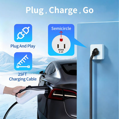 WenStorm Level 1 Portable EV Charger 16A NEMA 5-15 with 25FT Cable