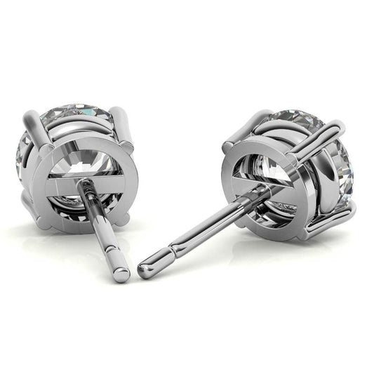 2.50 CTW AGI Certified Lab Grown Round Diamond Stud Earrings in 14K White or Yellow Gold (G/VS)