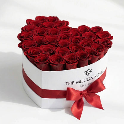 Heart White Box | Red Roses