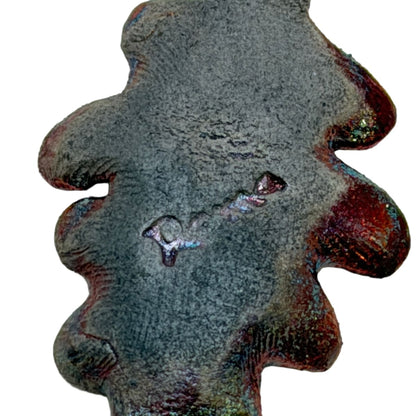 Raku Ceramic Leaf Pendant - Iridescent Rainbow Glaze 40mm Artist Signed