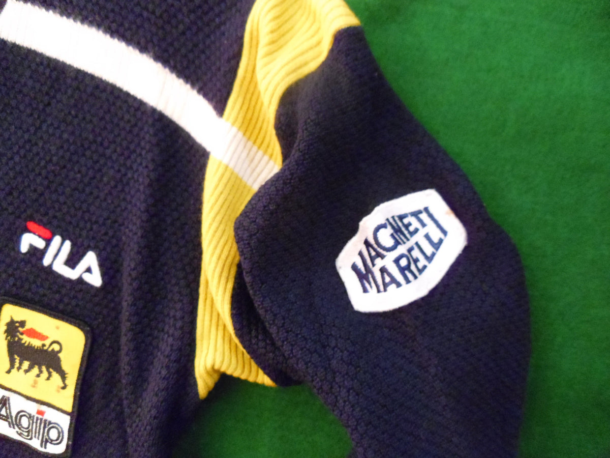 Ferrari F1 Team Sweater Navy V-Neck Fila/Agip w/White & Yellow Stripes (224)