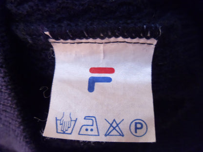Ferrari F1 Team Sweater Navy V-Neck Fila/Agip w/White & Yellow Stripes (224)