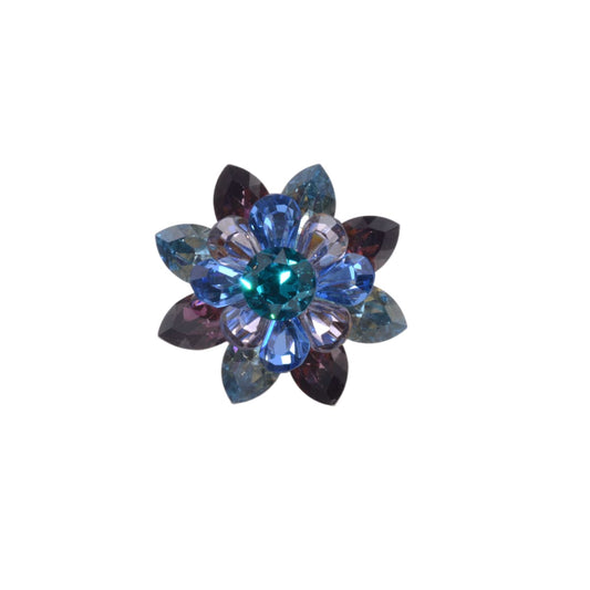 Vintage Swarovski Crystal Multi-Color Flower Brooch 36mm - Premium Collectible Pin
