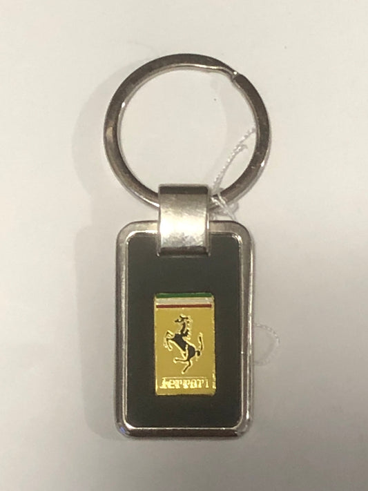 Ferrari Key Chain - Black on Steel & Emblem