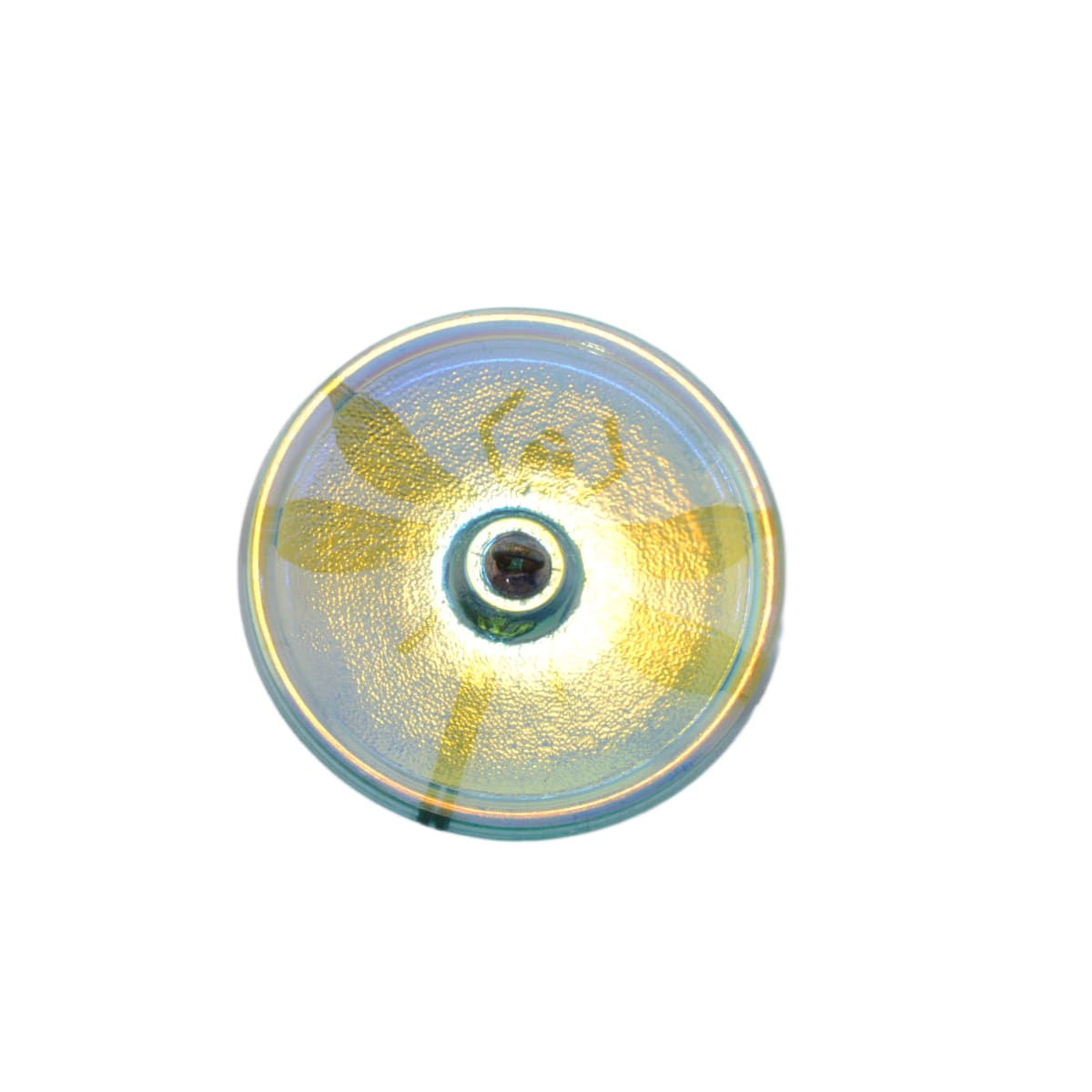 Czech Glass Dragonfly Button 40mm - Aqua Blue with Golden Iridescent Finish