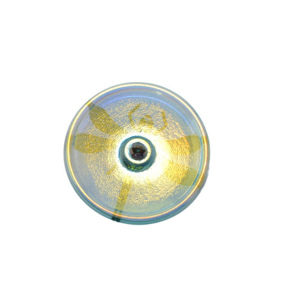 Czech Glass Dragonfly Button 40mm - Aqua Blue with Golden Iridescent Finish