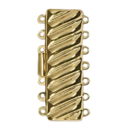 Elegant Elements 24K Gold & Silver Plated Brass Rectangle Multi-Strand Clasp 7 Loop 18x40mm