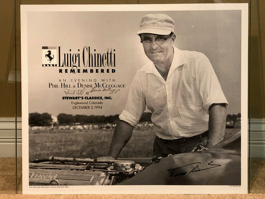 Luigi Chinetti & Ferrari - Memorial Poster 1994 - Phil Hill Autograph