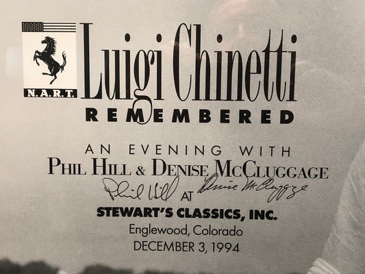 Luigi Chinetti & Ferrari - Memorial Poster 1994 - Phil Hill Autograph