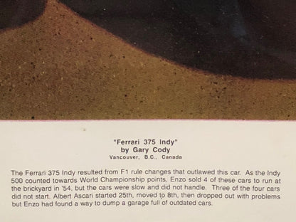 Ferrari 375 "Indy" by Gary Cody Poster
