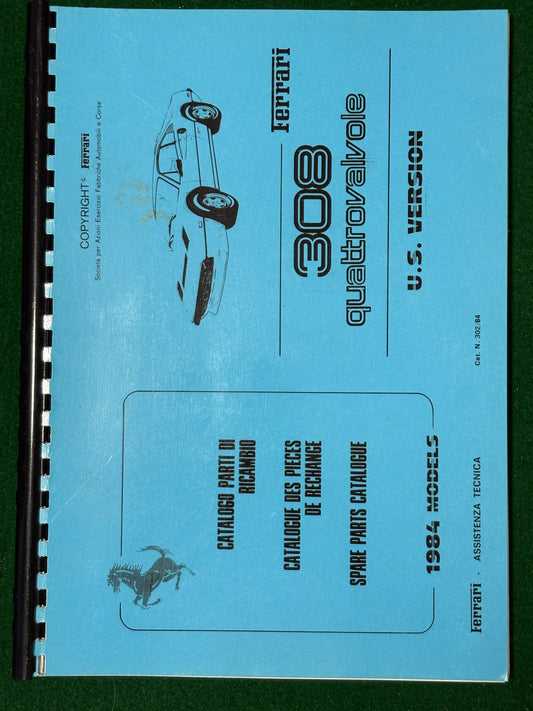 Ferrari 308 Quattrovalvole Parts Catalog - US Version (302/84)(MP)(SC)