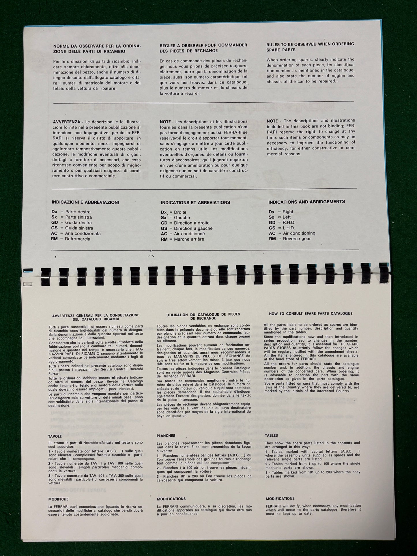 Ferrari 308 Quattrovalvole Parts Catalog - US Version (302/84)(MP)(SC)