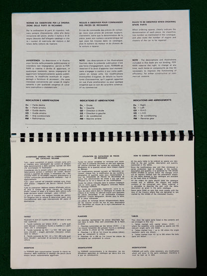 Ferrari 308 Quattrovalvole Parts Catalog - US Version (302/84)(MP)(SC)