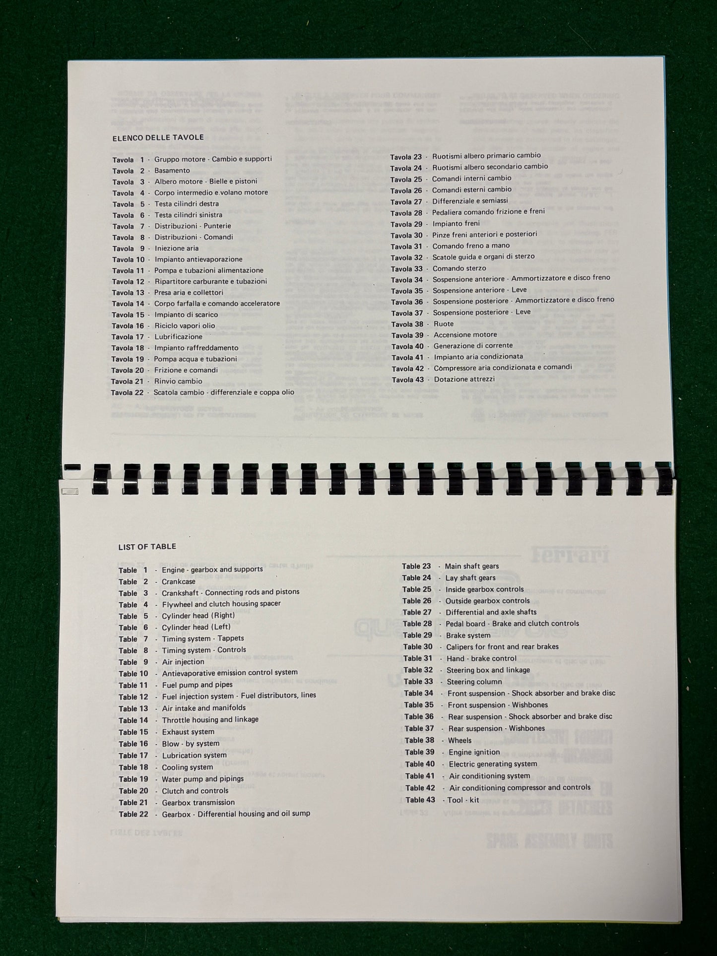 Ferrari 308 Quattrovalvole Parts Catalog - US Version (302/84)(MP)(SC)