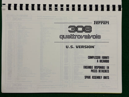 Ferrari 308 Quattrovalvole Parts Catalog - US Version (302/84)(MP)(SC)